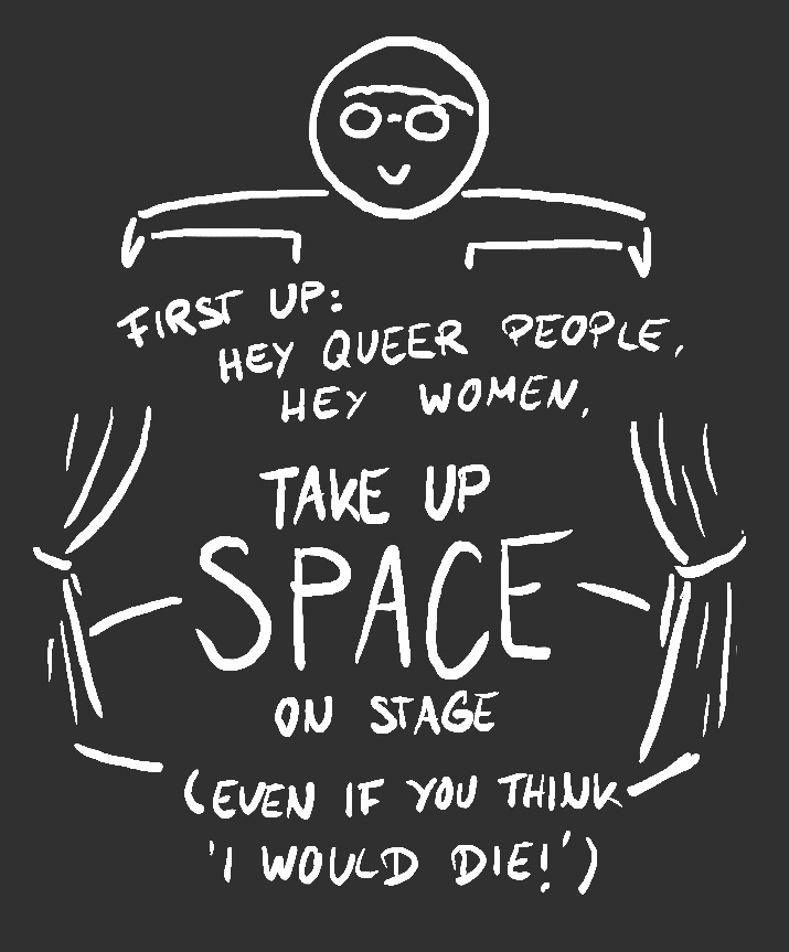 Sketchnote von meiner Kollegin Hannah Rauschel Hey Queer People, hey women - take up space!